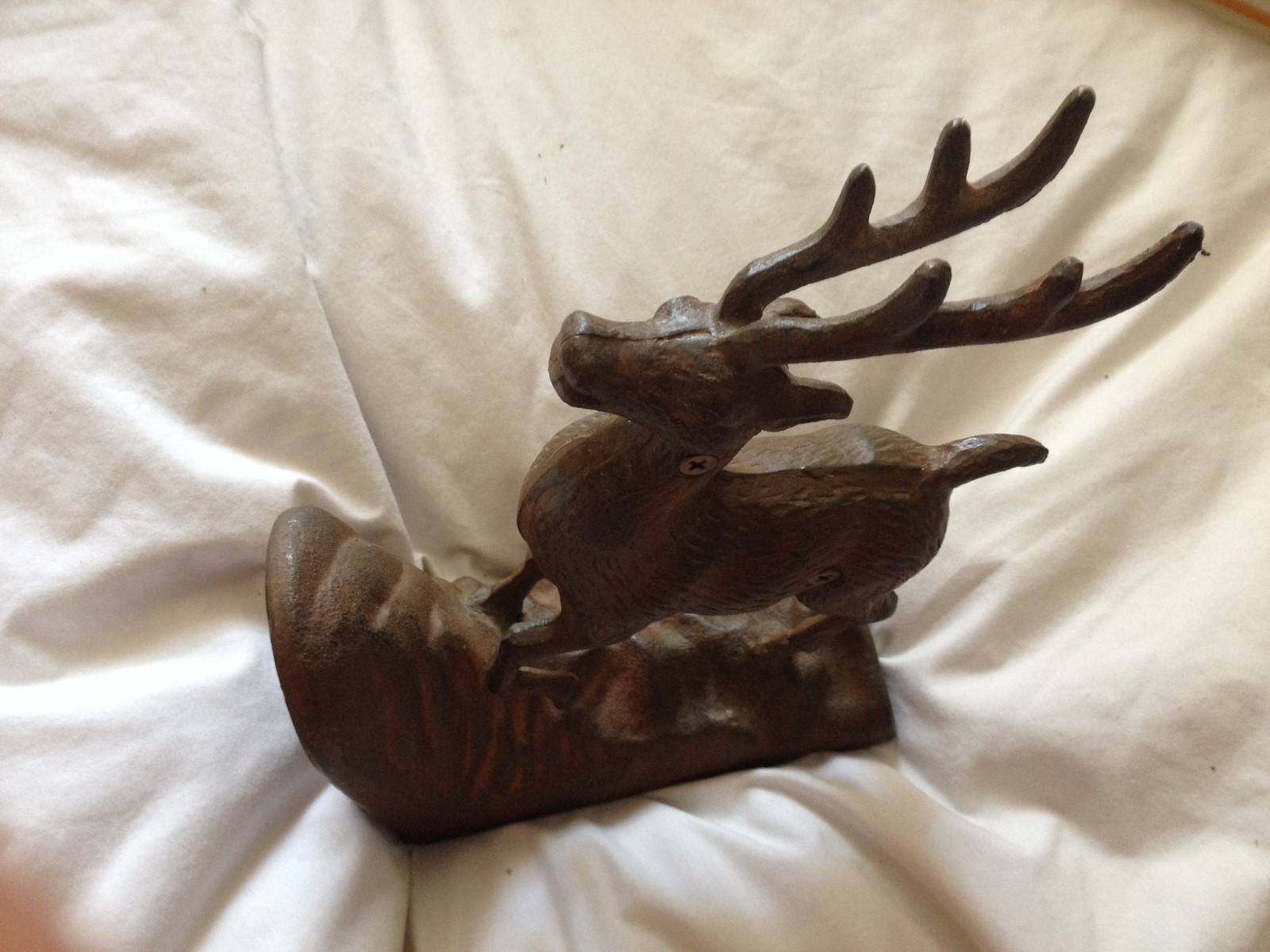 BOOKEND RUSTIC STAG DEER METAL SINGLE HEAVY 8 1/2