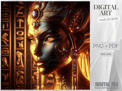 Egyptian Goddess Queen, Fantasy, Mythology, Digital AI Art, Wall, Poster, Print
