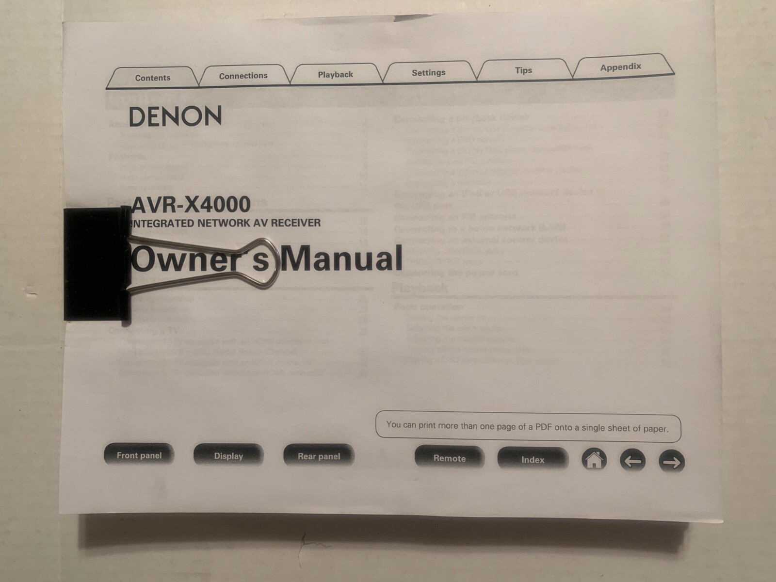 DENON AVR-X4000 Integrated Network AV Receiver -OWNER MANUAL DENON AVR-X4000 Integrated Network AV Receiver -OWNER MANUAL