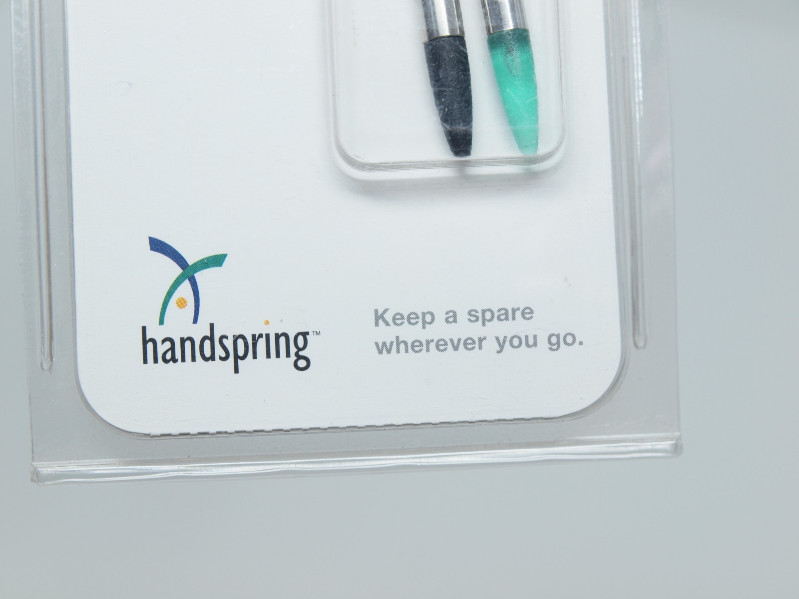 Lot of 2, new in open package ~ HANDSPRING VISOR STYLUS ~ metal + black / green
