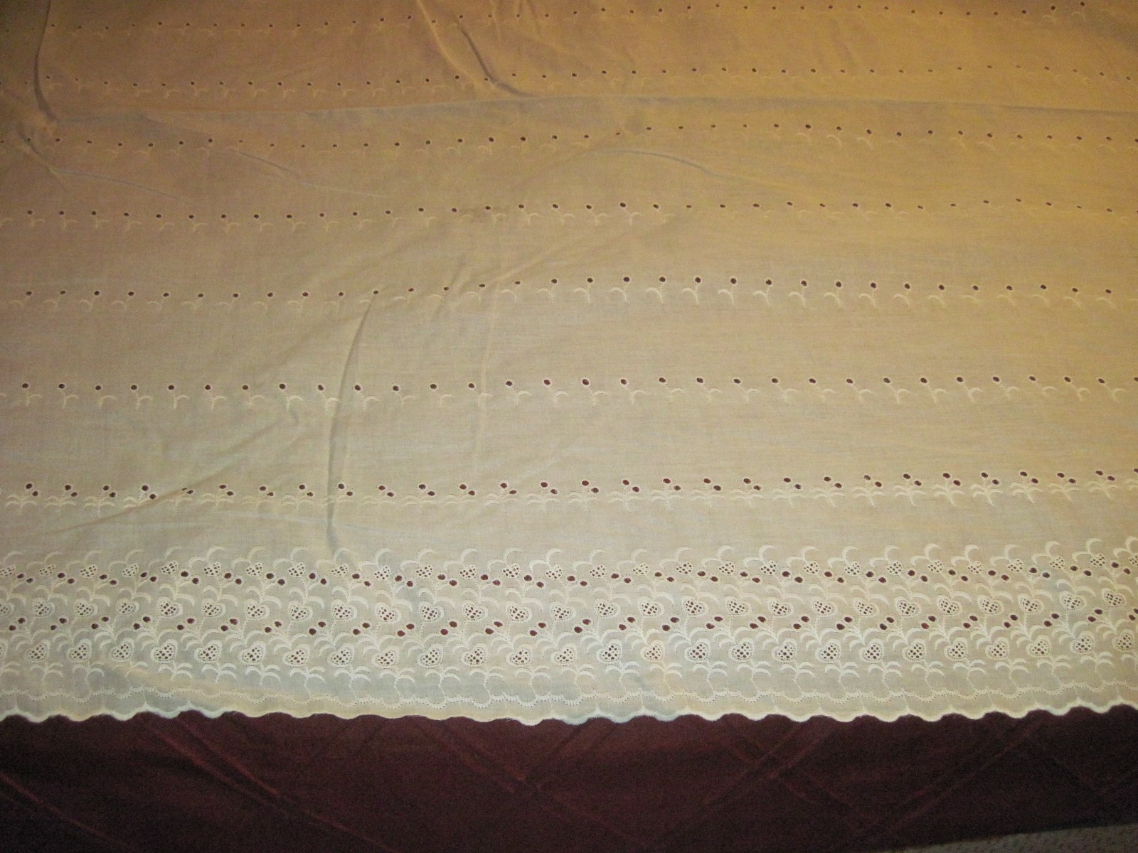 10 Yds White Cotton/Polyester Material with Eyelet Design All Over It, 43
