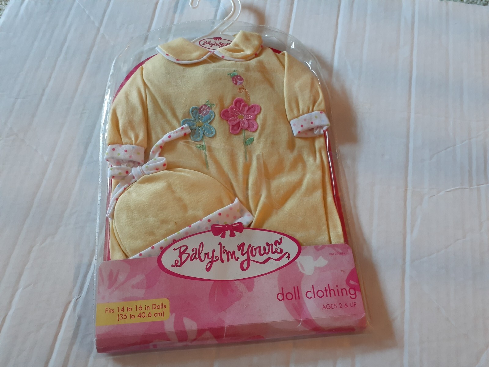 Sale NEW - Baby I'm Yours Yellow/pink Outfit and hat-  Fits 14-16