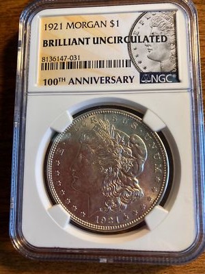1921 100th Ann 2021 Special Label MS Unc Morgan Silver