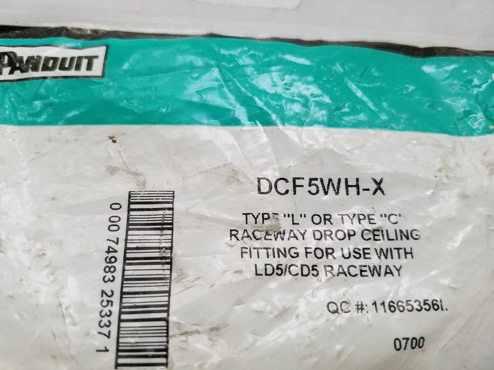 DCF5WH-X Panduit LD5 Low Voltage Drop Ceiling Entrance End Fitting White