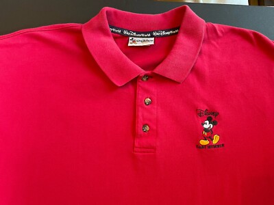 Vintage Mickey Mouse Golf Polo Shirt Mens Disney Parks Adult Red Size XL