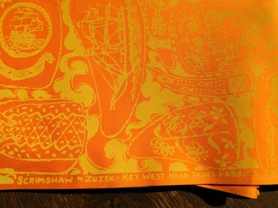 Zuzek Key West Hand Print Nantucket orange Scrimshaw fabric Lilly Pulitzer *BTHY