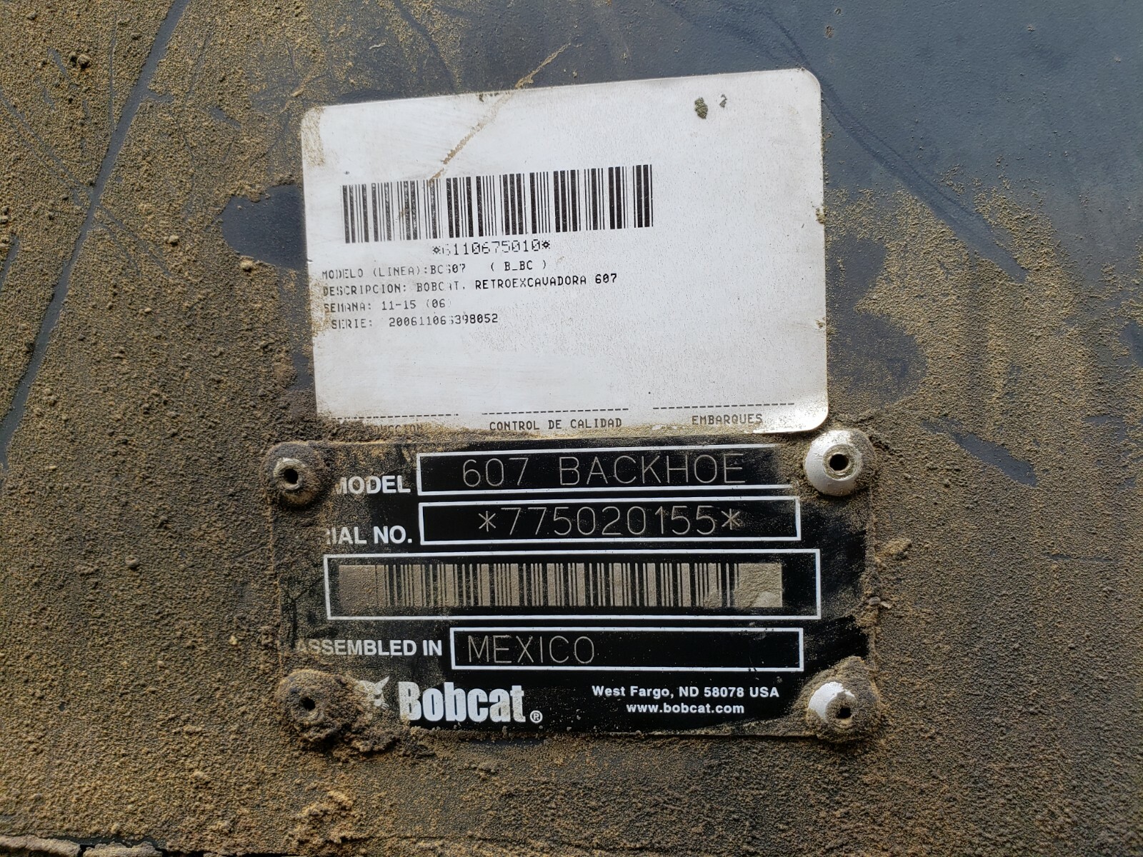 Bobcat 607  SKID STEER BACKHOE ATTACHMENT 2007