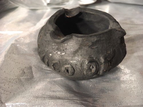 VINTAGE CENTRAL MEXICO City Park Villa BLACK POTTERY Ashtray