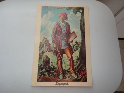  Giant Post Card Sequoyah George Guess Cherokee Indian Oklahoma 1965