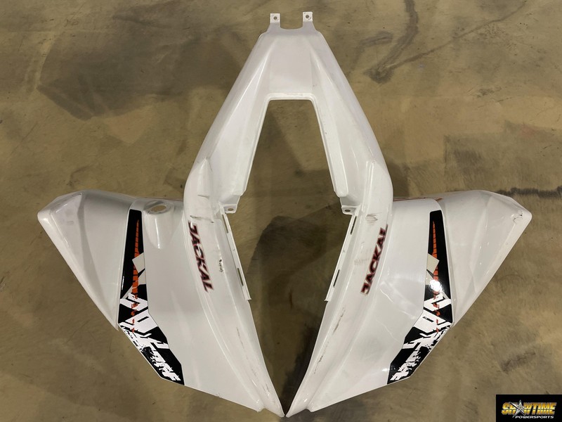 Kyoji Maruyama 00S ホワイト レザー キャスケット 23 KAYO USA JACKAL 200 FRONT REAR BACK FAIRING FENDERS COWLS KIT