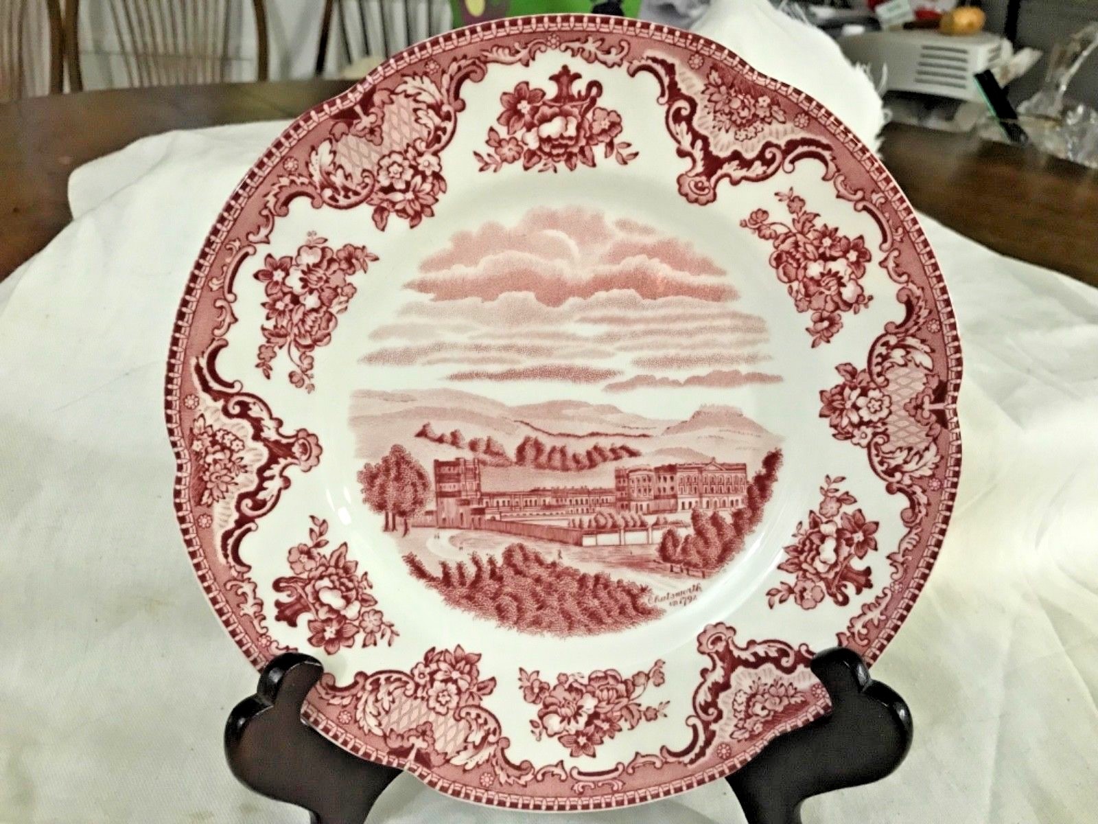 ohnson Brothers 1792 Chatsworth Castle 8 in Red & White Salad Plate