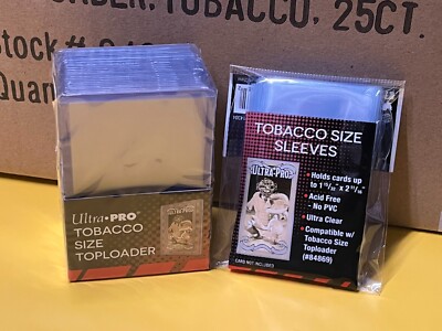 ULTRA PRO TOBACCO Card 25 Toploaders & 100 Sleeves for Mini CIGAR, A&G, T206 205