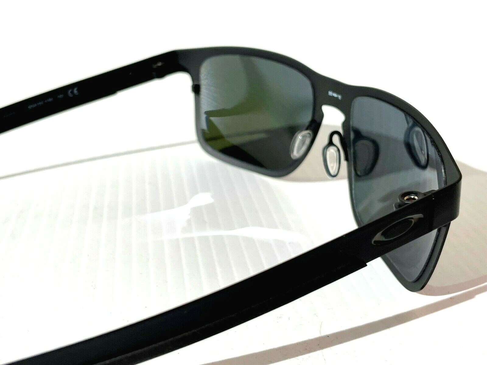 Pre-owned Oakley Holbrook Metal Matte Black Polarized Galaxy Blue Sunglass 4123 In Gray
