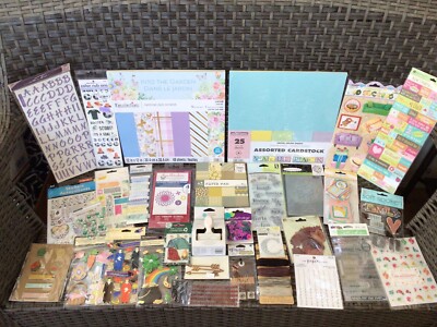 HUGE SCRAPBOOK LOT~Mixed Themes~Paper. Folder. Stickers. Stamps. Punch~NEW