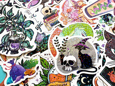 10-100 Cool Holographic & Reflective Sticker Pack Gothic Themes Lot For Laptops