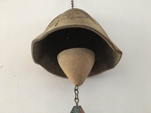 Vintage Large Soleri Southwestern Woman's Face Ceramic Bell Windchime