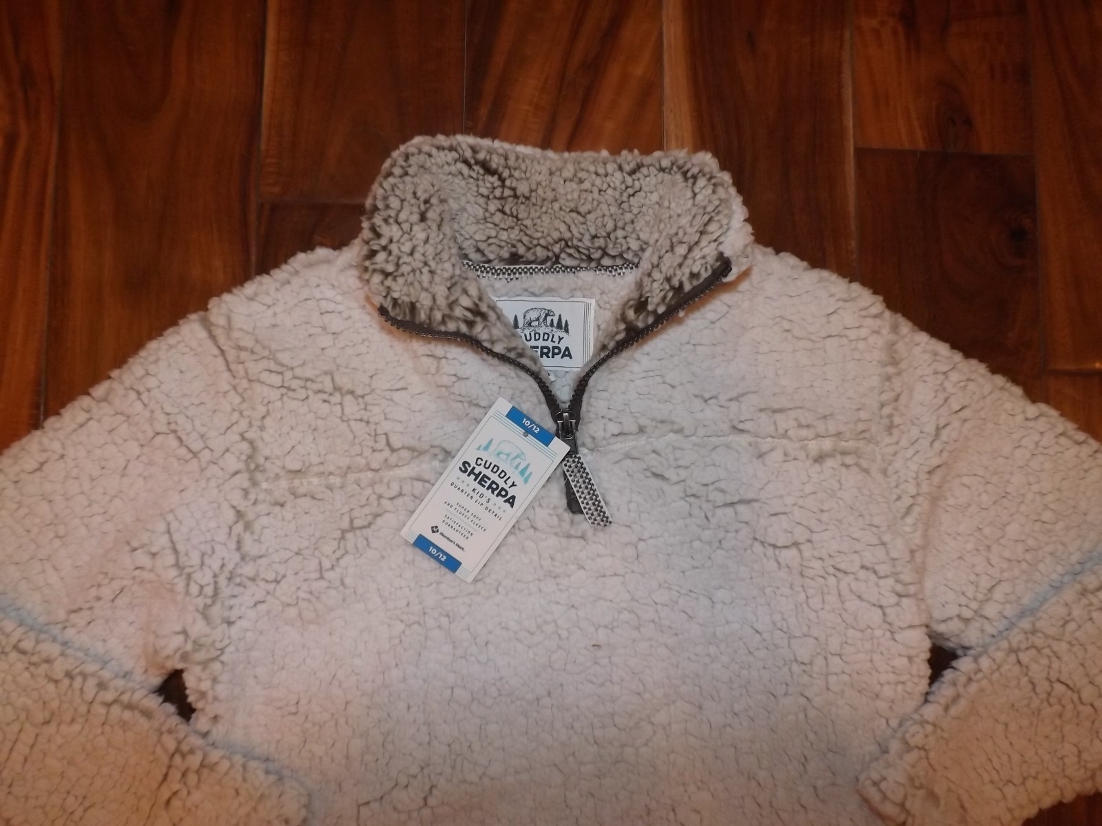 NWT Kids MEMBERS MARK COZY SHERPA 1/4 Zip Pullover Ivory Brown Jacket Size 10/12