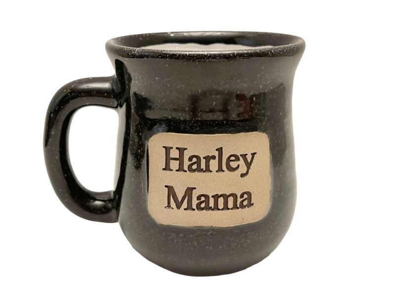 VTG Harley Mama Speckled Black 16oz Stoneware Pottery Coffee Mug