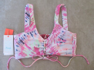 NEW MAAJI 'Rainbows Danzel' Reversible 4-Way Bralette Bikini Top SZ S Small $74
