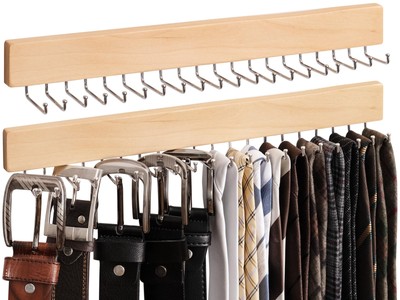 Tie Rack, Tie Holder Organizer with 20 Hooks, 2-Pack Necktie Organizers Hold ...