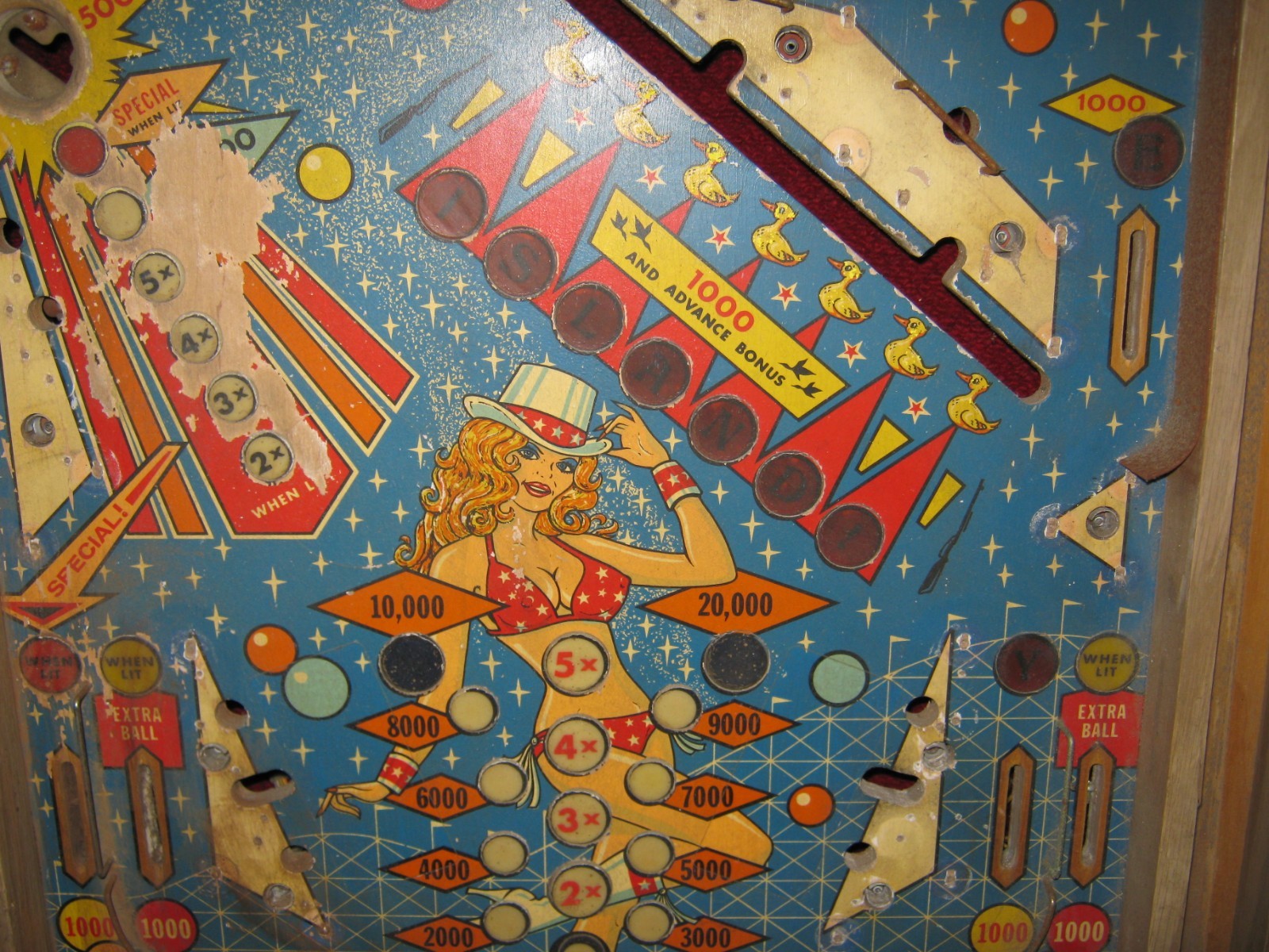 Vintage Coney Island Pinball Playing Field Game Plan, Inc.1979 Man Cave Wall Art