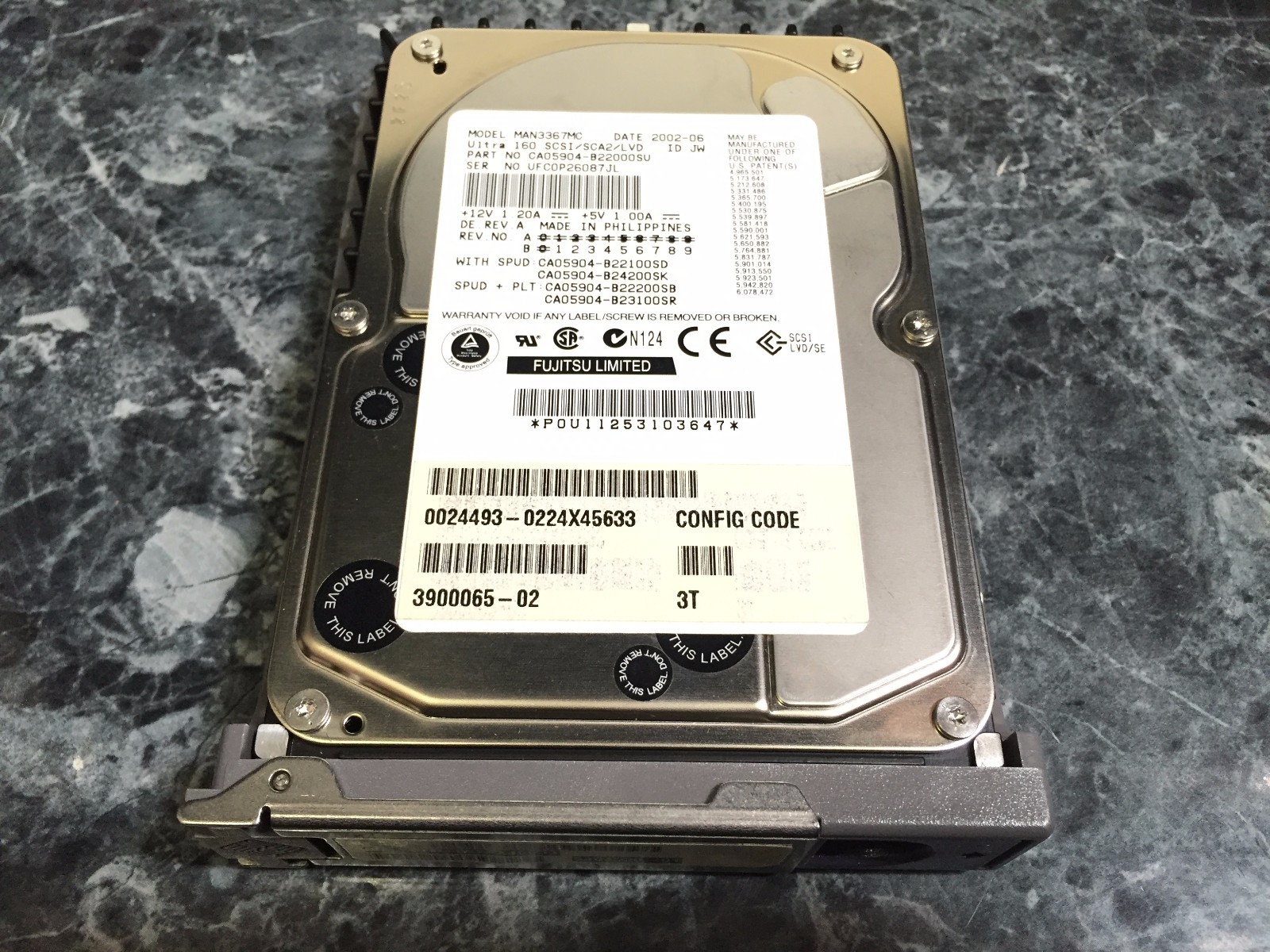 Fujitsu Sun MAN3367MC 3900065-02 CA05904-B22000SV 36.7GB 10K U160