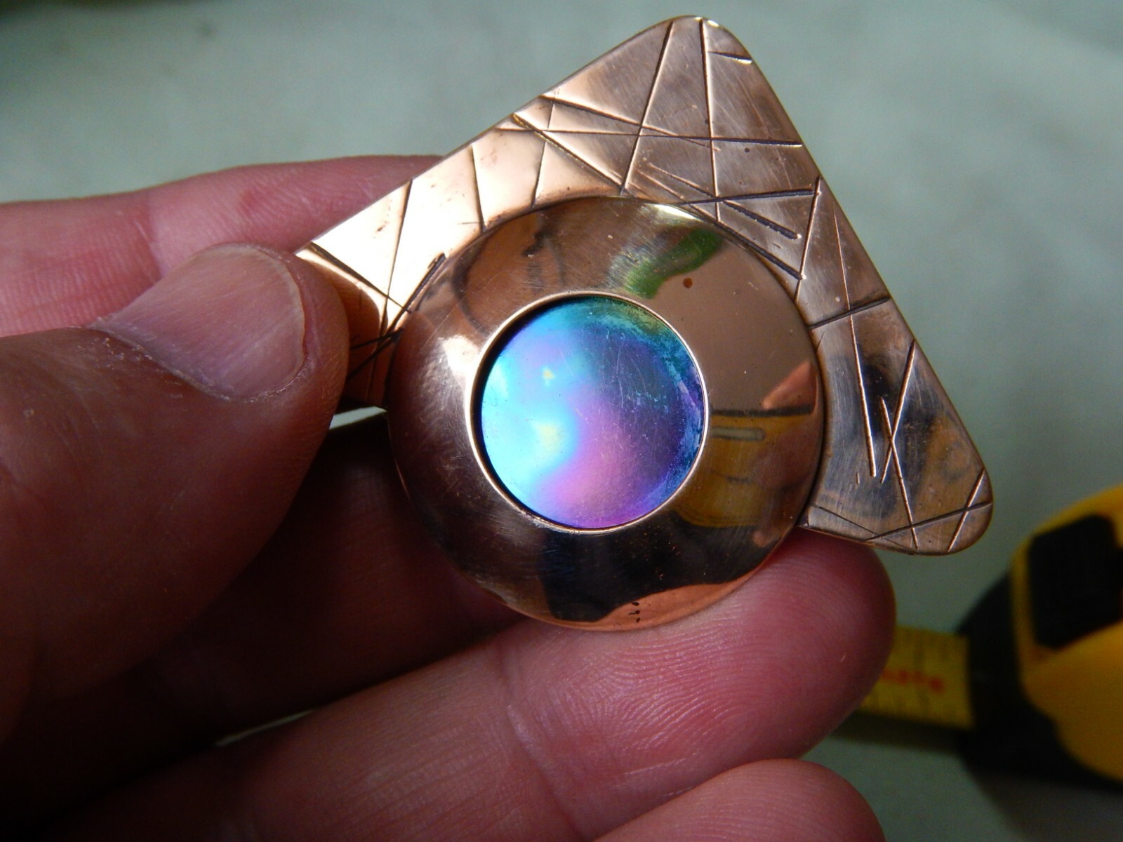 BRASS ARROW HEAD BOLO SLIDE WITH INSERT- VERY NICE