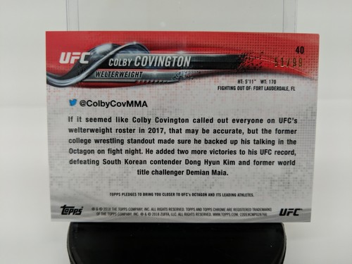 Colby Covington UFC Topps Chrome 2018 Green Refractor /99 MMA