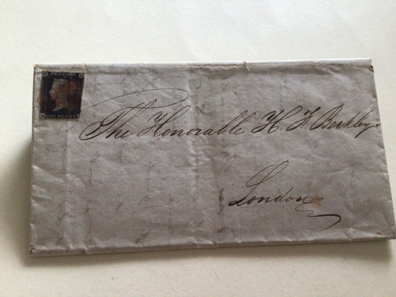 ペニーブラック　1840年 Honourable Henry Berkeley Politician 1840 penny Black reused