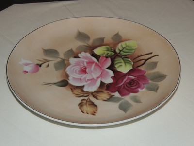 Vintage Lefton Plate Ne 2565 Sticker Hand Painted Heavenly Rose Gold Edge 10