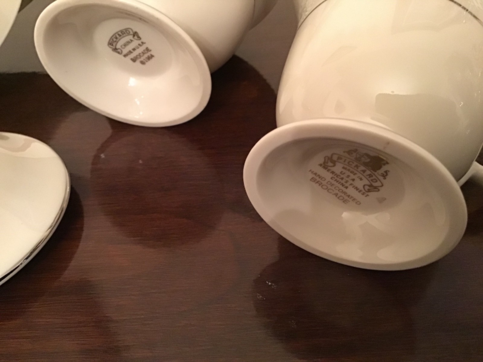 PICKARD BROCADE GRAVY BOAT WITH UNDERPLATE plus SUGAR BOWL & CREAMER c1964