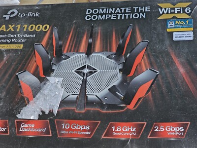 TP-LINK Archer AX11000 Tri-Band Wi-Fi 6 Gaming Router - Black/Red