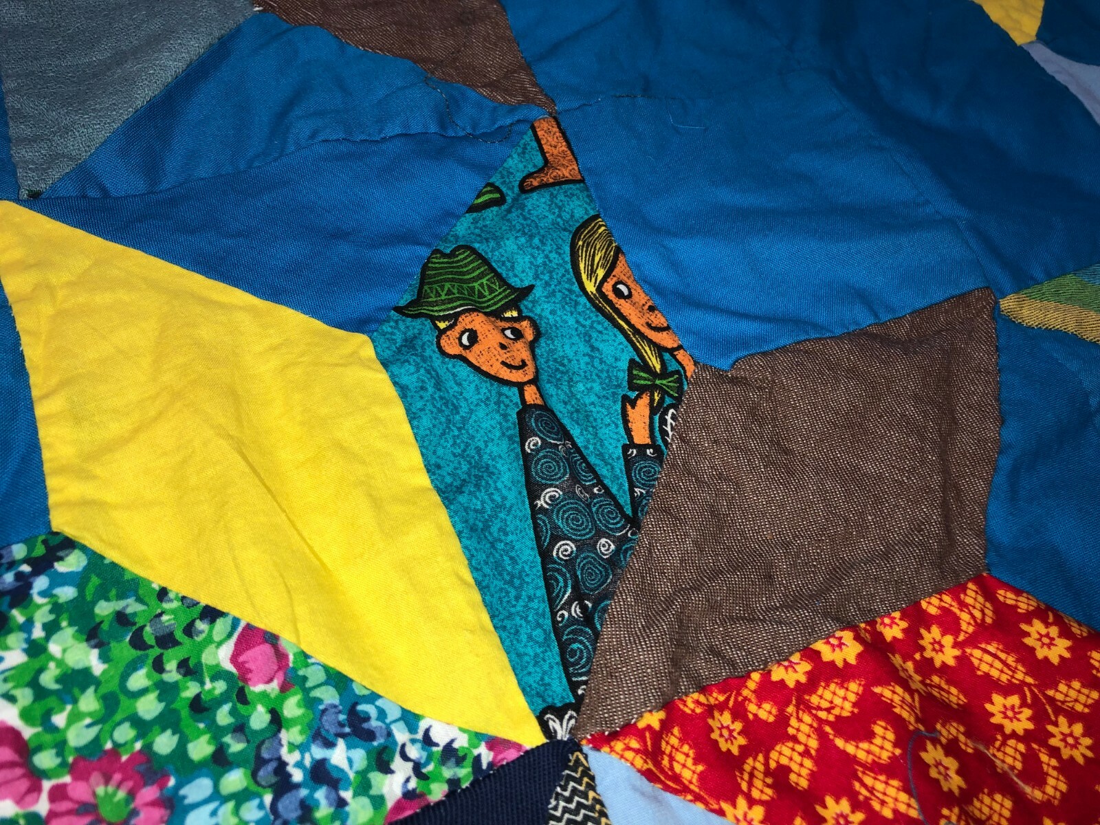 Vintage Unused Quilt Top Hand Sewn Star Patchwork Pattern