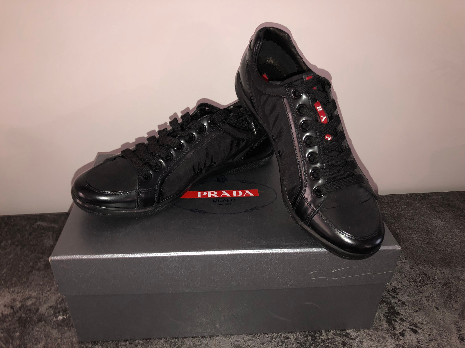 Black PRADA Spazzola Nylon Sneakers 4E2439 Size 5 UK = 38.5