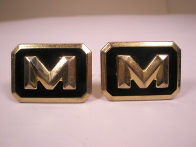 M Monogram Initials Letter Vintage Cuff Links mark manny michael morris murray