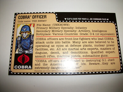 GI Joe 25th Club/Convention Exclusive FSS File Card Cobra Office Missie Command