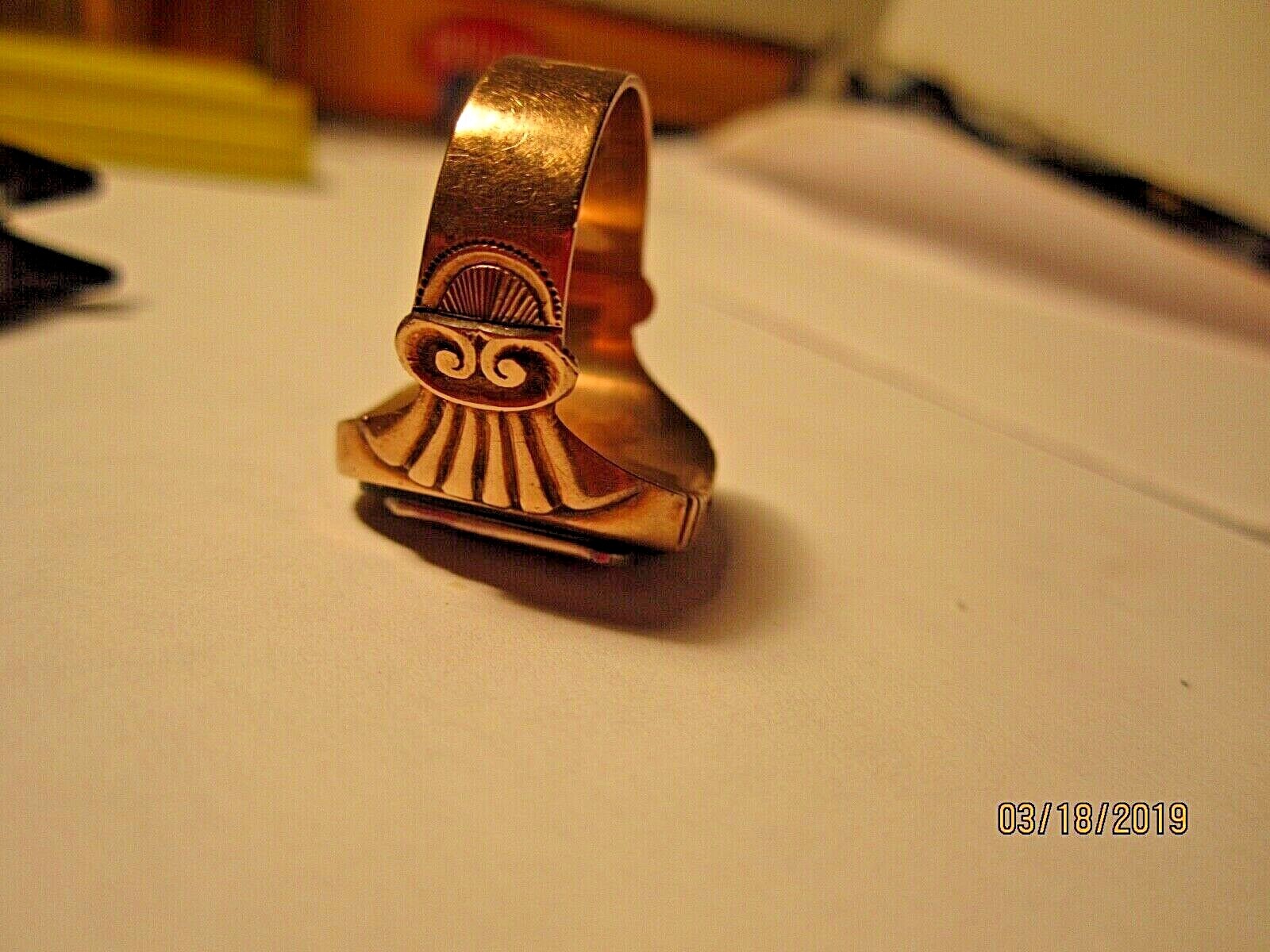 Antique VTG Art Deco Exotic Big 10K Onyx N Signet Monogram Estate Ring Sz.9
