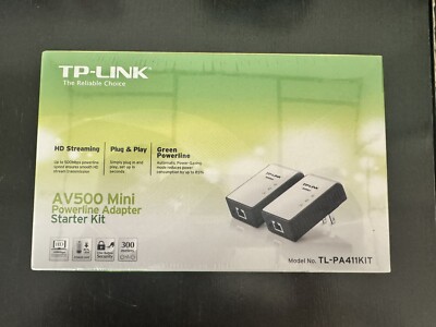 NEW! TP-Link AV500 Mini Powerline Adapter  Starter Kit 500Mbps TL-PA411