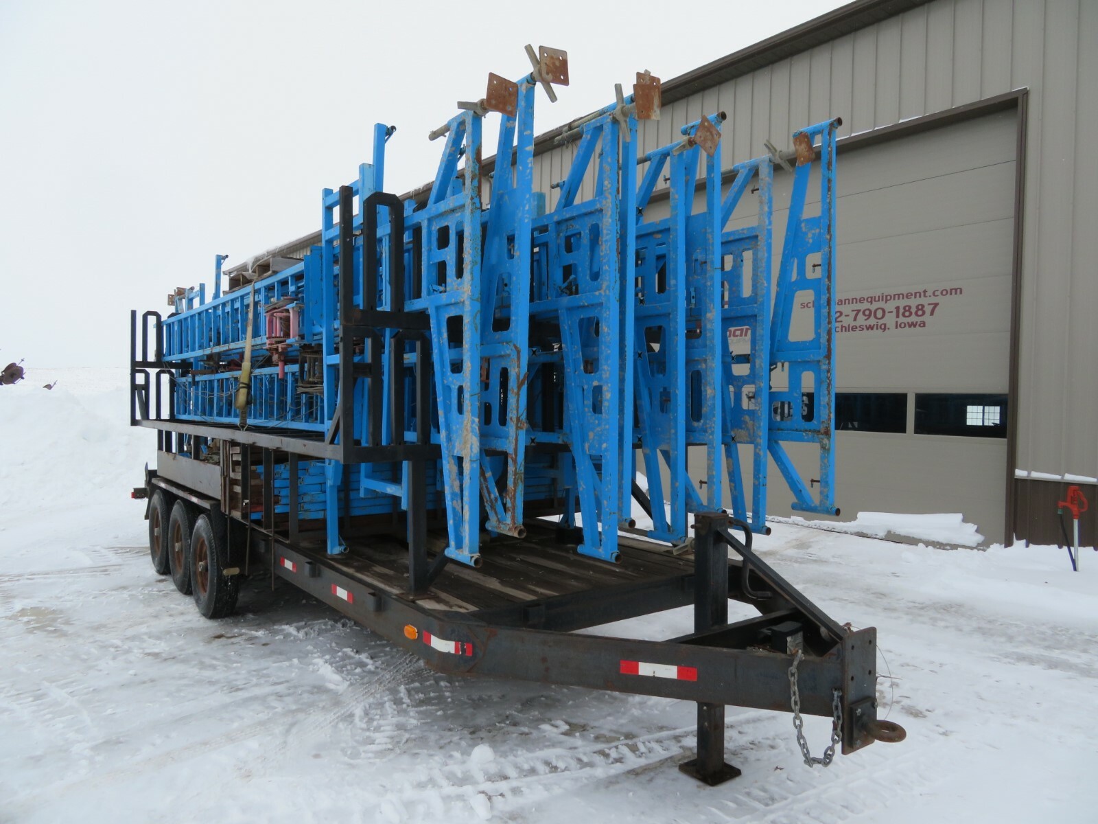 Non-stop heavy duty crank up scaffolding trailer brick layer 100'L x 35'T Iowa