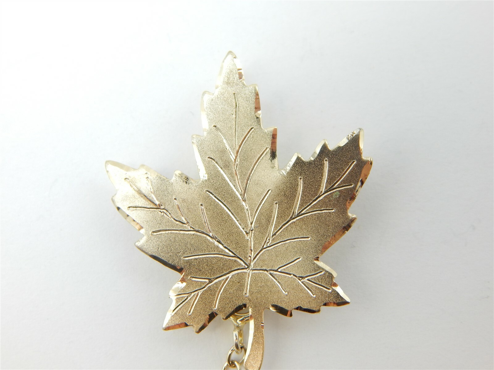 GOLD OVER STERLING DOUBLE DIAMOND CUT MAPLE LEAF PINS BROOCH