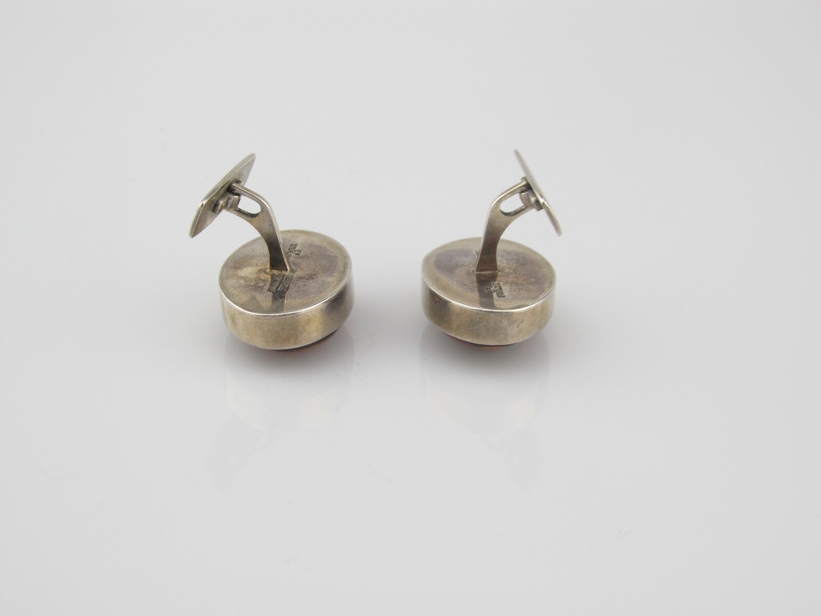 VINTAGE DANISH EINER FEHRN large STERLING 925 SILVER & AMBER CUFFLINKS