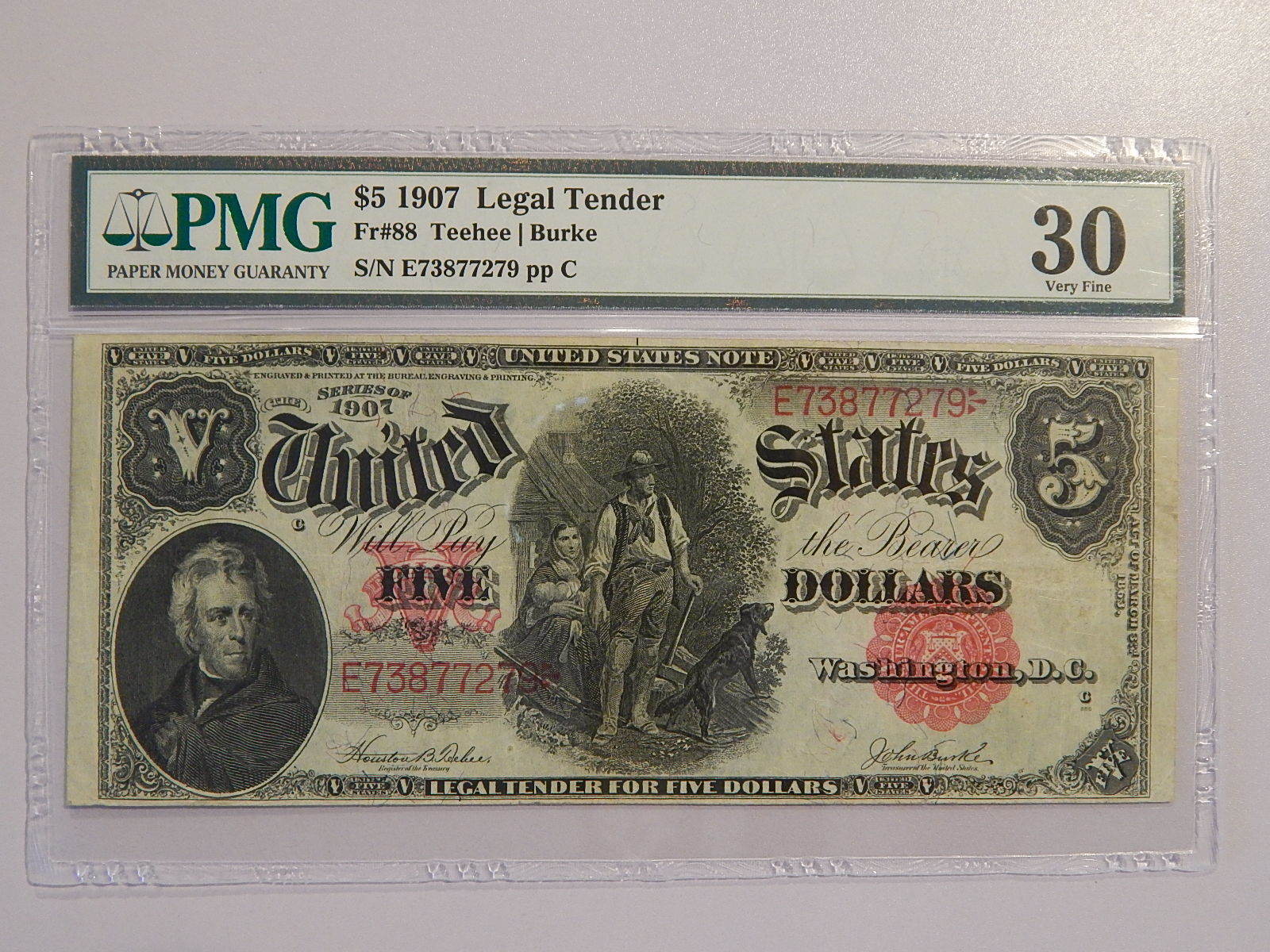 Fr. 88 1907 $5 Legal Tender Note PMG Very Fine 30
