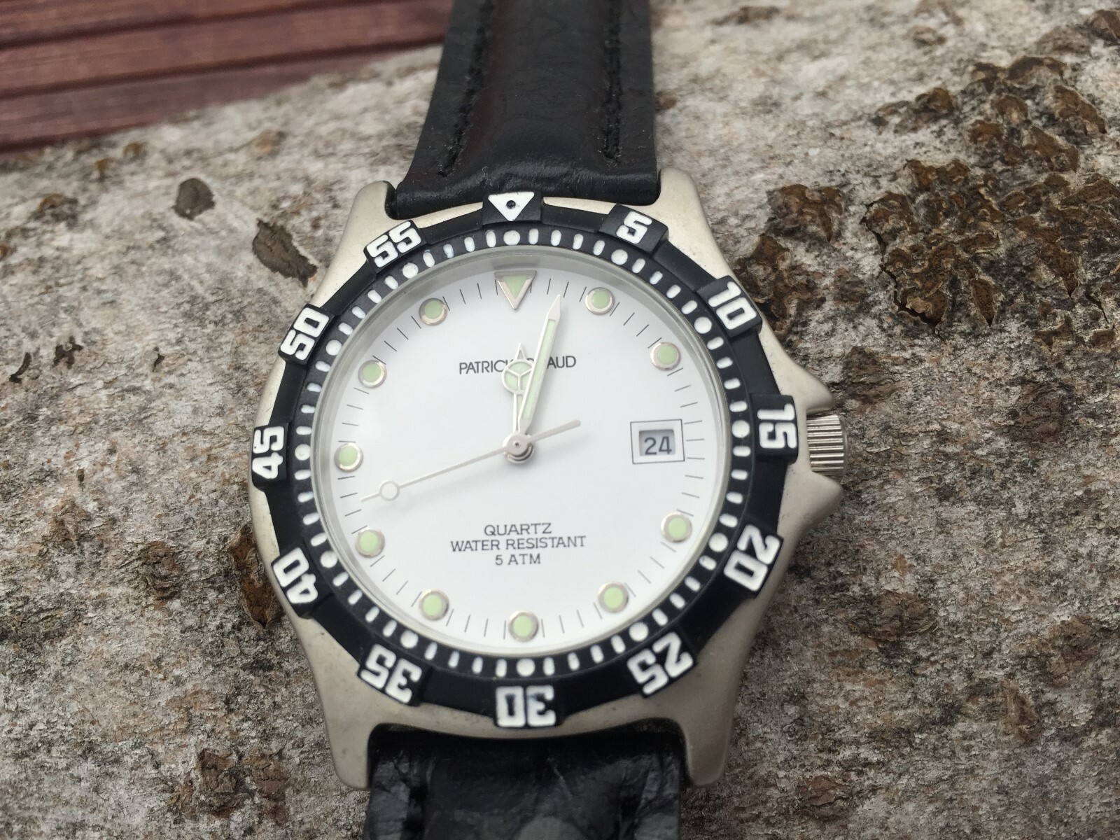 Patrick Arnaud quarz watch - stylish design -leather strap- turnable ...