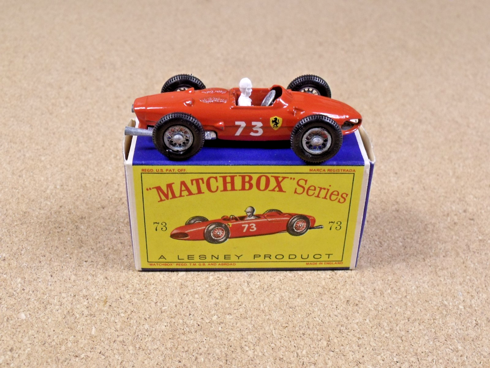 当時物 ヴィンテージミニカー マッチボックス レズニー No.73 フェラーリ OLD VINTAGE LESNEY MATCHBOX # 73 FERRARI F 1 RACING CAR