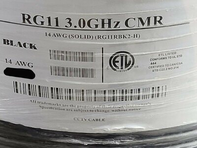 All-Star Cable RG-11/U 14awg BCCS 75Ohm Coaxial CATV Antenna CMR 3GHz /50ft