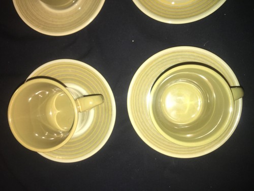 Franciscan Earthenware Coffee Mugs/Cups & Saucers Pebble Set Of Four Mid Century