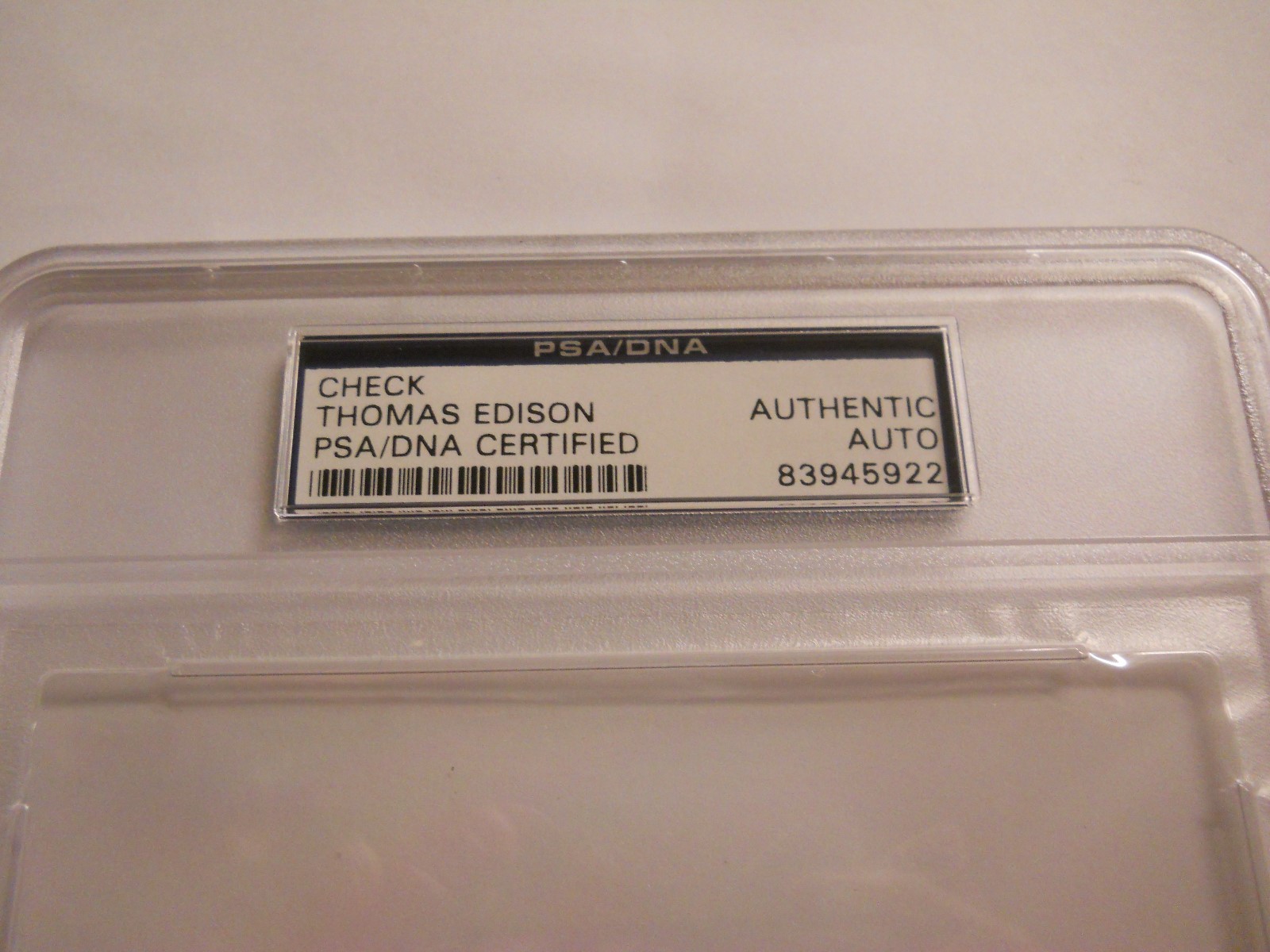 THOMAS EDISON SIGNED $100,000 CHECK PSA/DNA AUTHENTIC AUTO