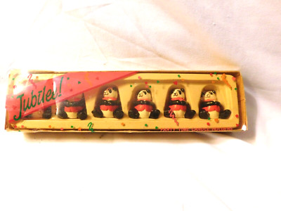Vintage Applause Jubliee Panda Bear Candle Holders Set of Six Hong Kong 1985