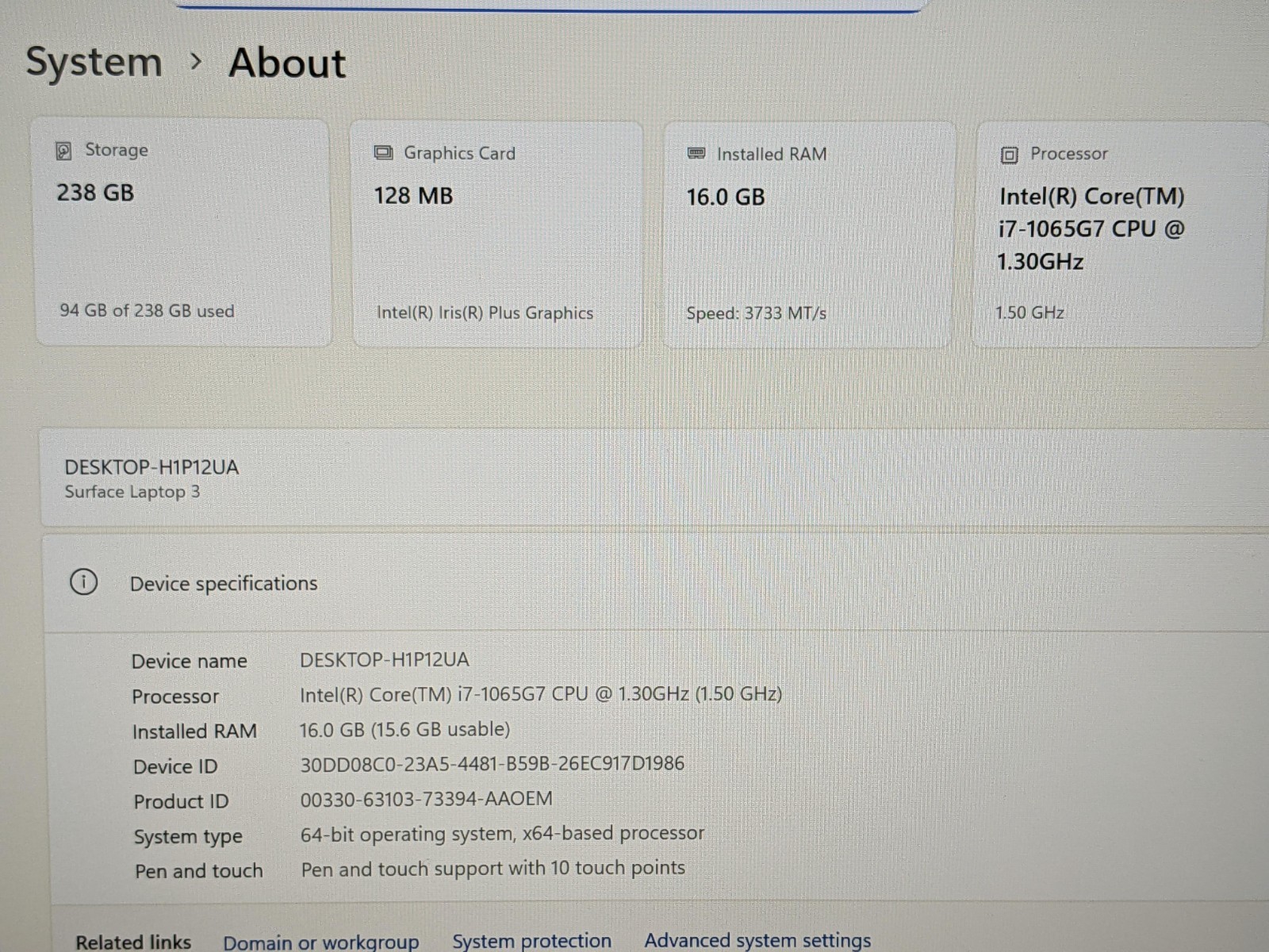 Microsoft Surface Laptop 3 13.5" Touch i7-1065G7 16GB RAM 256GB SSD Win 11 Pro - Thumbnail 15