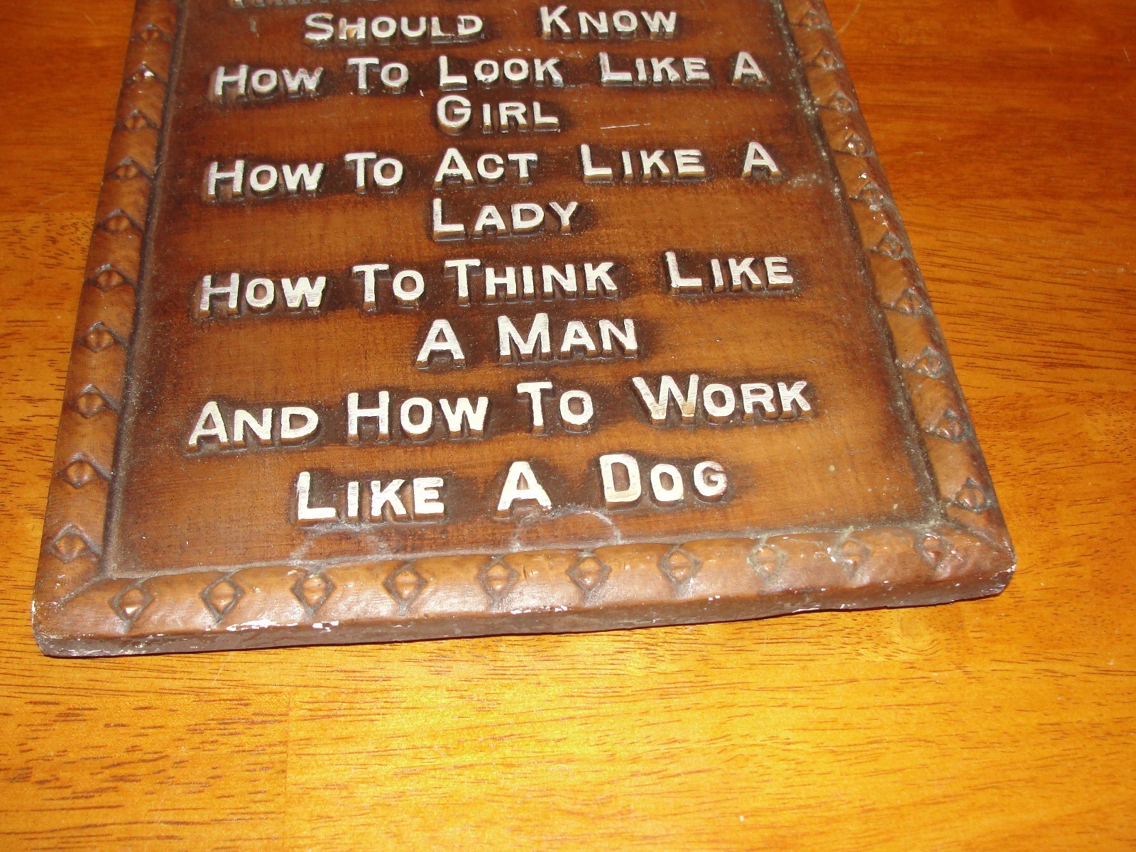 Vintage Chalkware Tile Wall Plaque Picture 